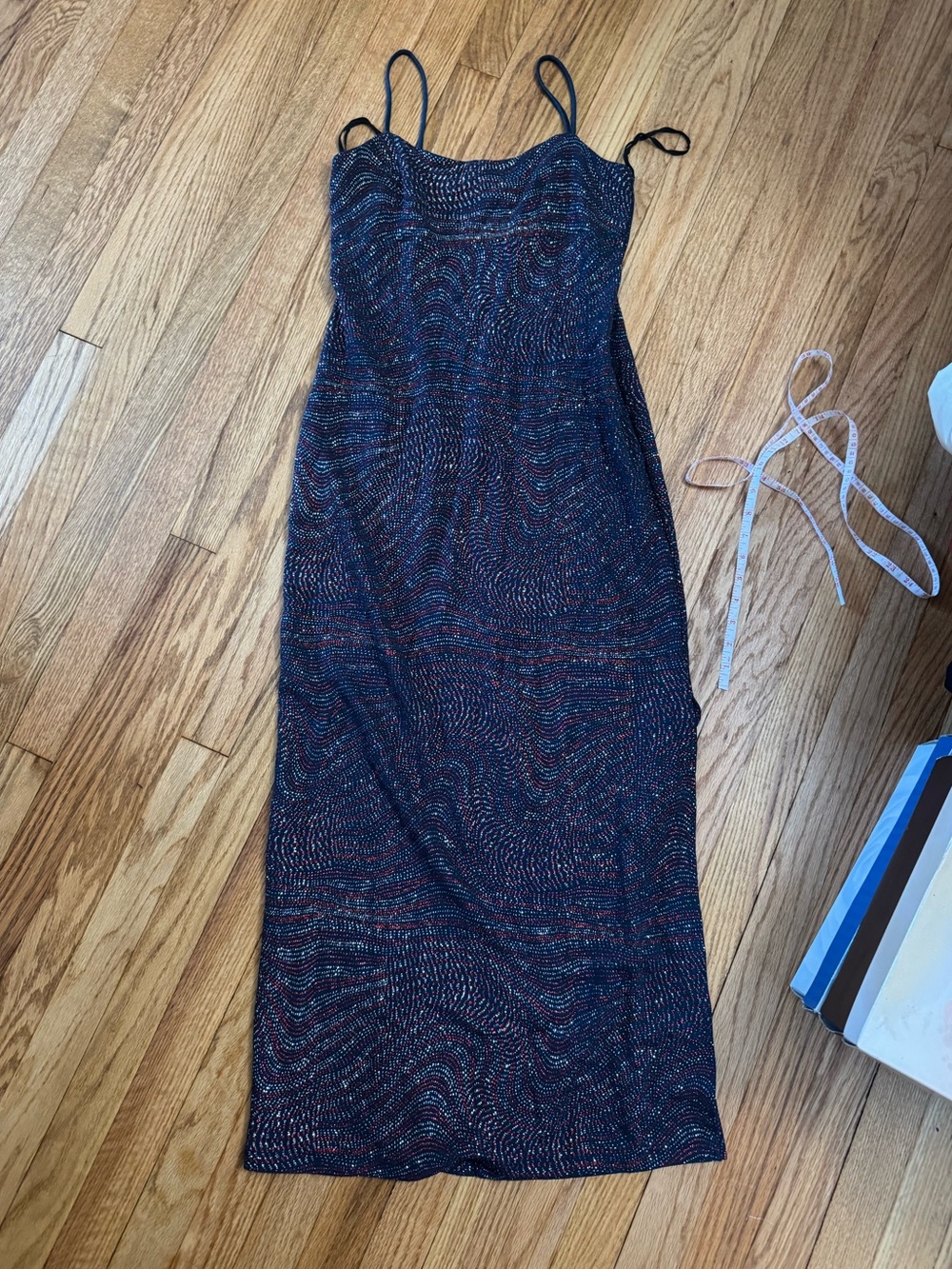 Vintage Y2K 90s Candy Rocket Blue Glitter Formfitting Dress